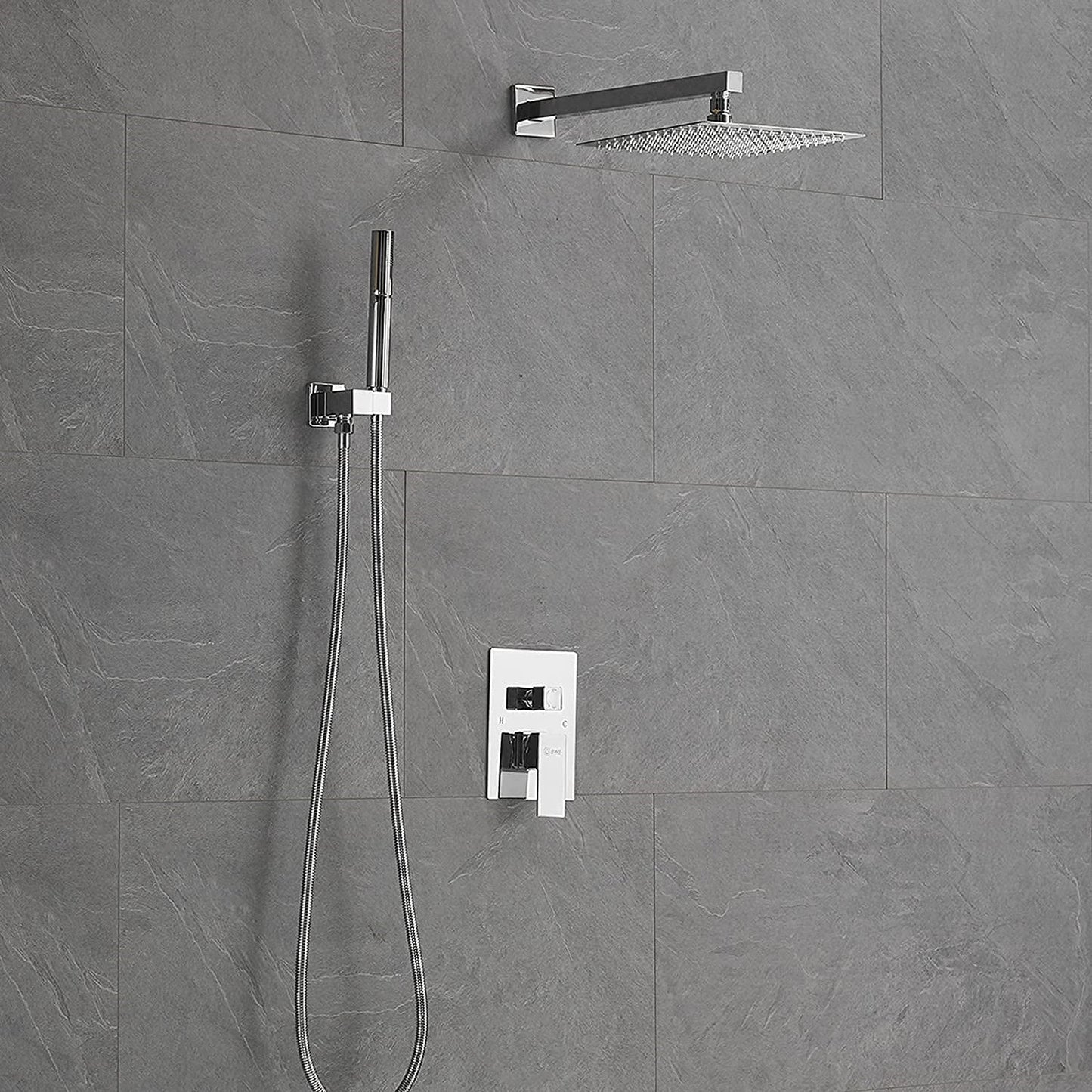 2-1 function Wall Mounted Shower System Polished Chrome - buyfaucet.com