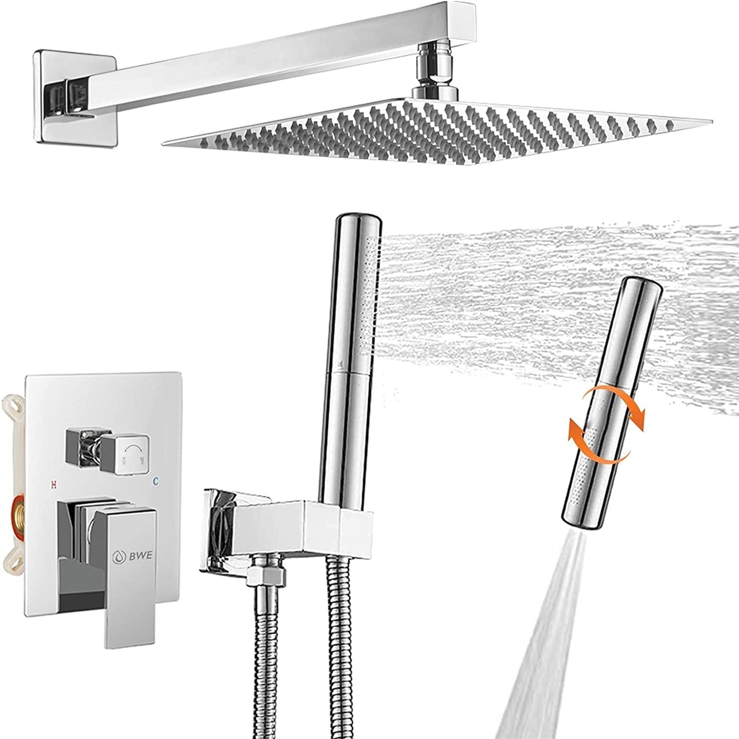 2-1 function Wall Mounted Shower System Polished Chrome - buyfaucet.com