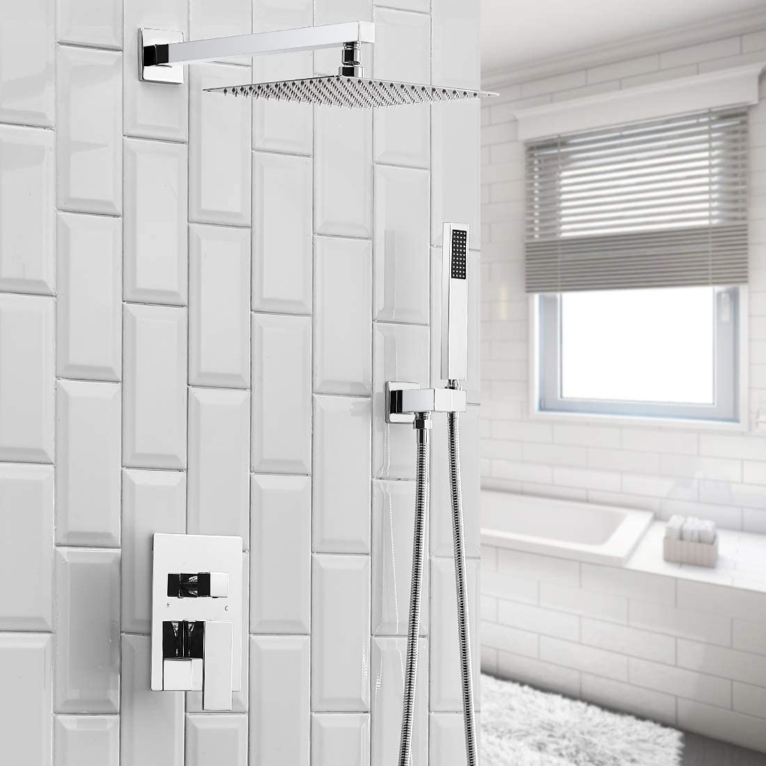2-1 function Wall Mounted Shower System Polished Chrome - buyfaucet.com