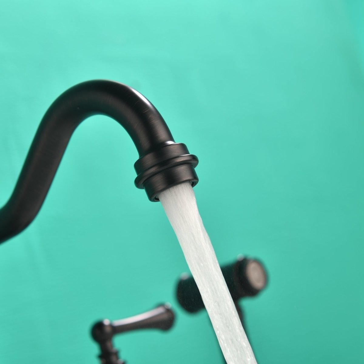 2-Handle Bridge Kitchen Faucet with Side Sprayer Bronze - buyfaucet.com