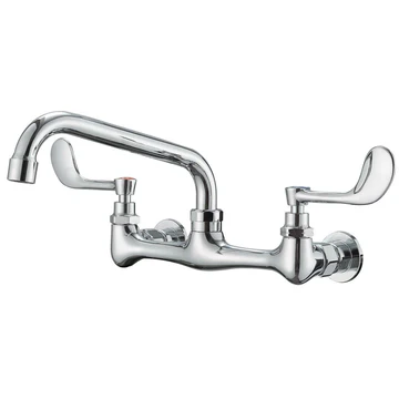 2-Handle Commercial Wall Mount Kitchen Faucet in Chrome - buyfaucet.com
