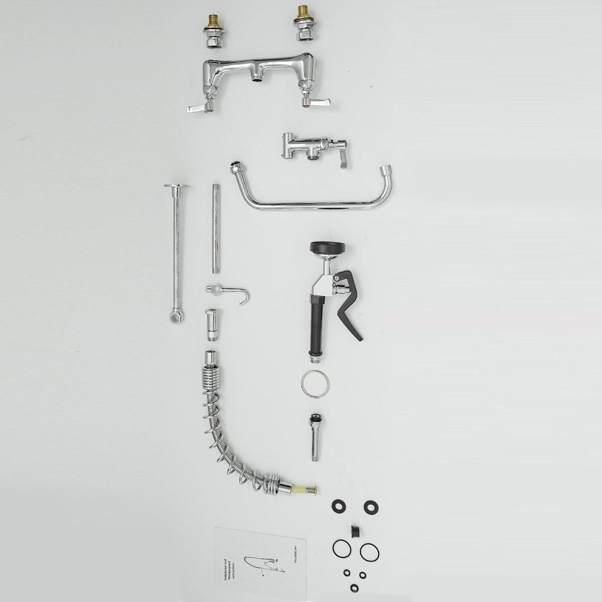 2-Handle Wall Mount Pre-Rinse Spray Kitchen Faucet Chrome - buyfaucet.com