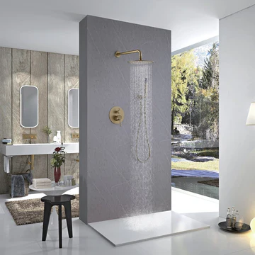 2-Spray Rain Shower Faucet and Hand Shower Combo Kit Gold - buyfaucet.com