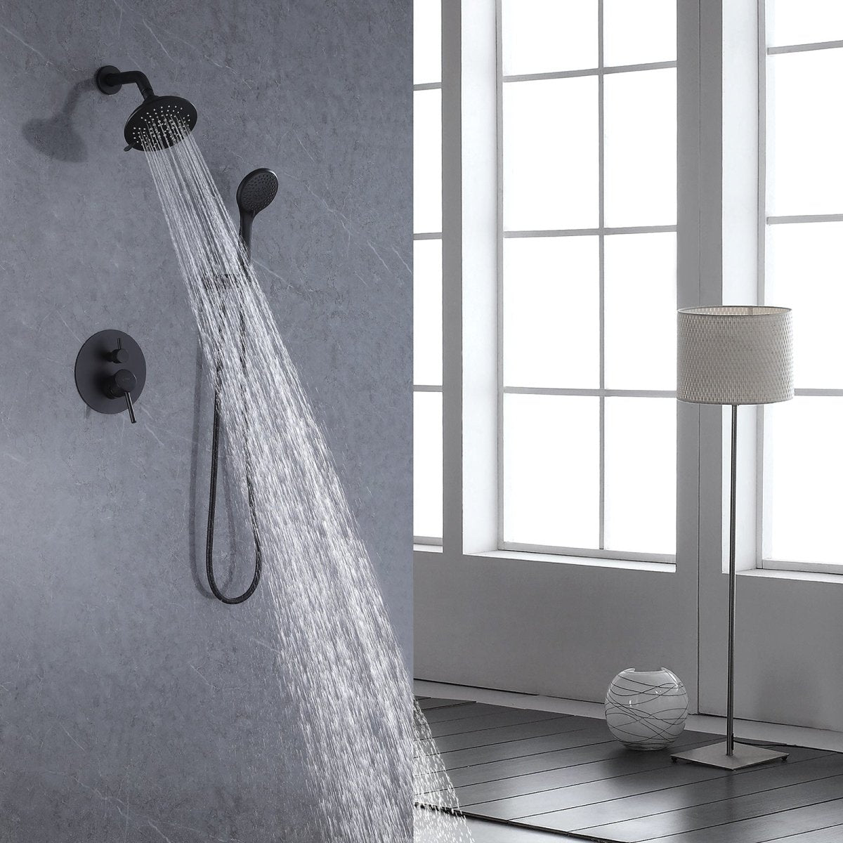 2-Spray Round High Pressure Shower Faucet Matte Black - buyfaucet.com