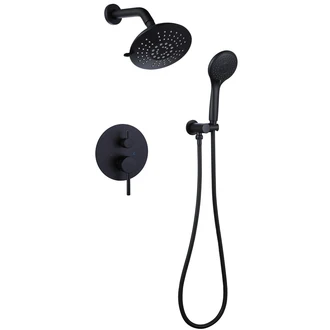 2-Spray Round High Pressure Shower Faucet Matte Black - buyfaucet.com