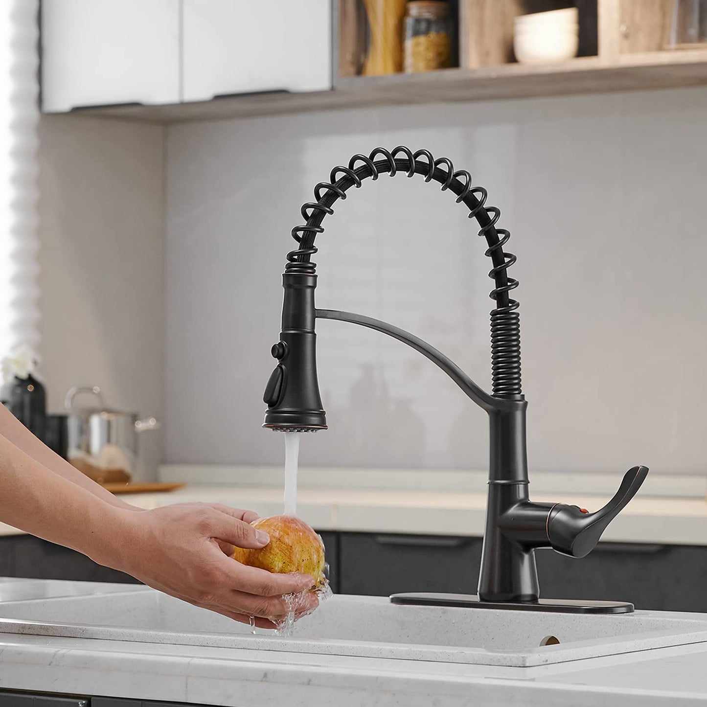 3 Spray High Arc Pull Down Kitchen Faucet Oil Rubbed Bronze - buyfaucet.com