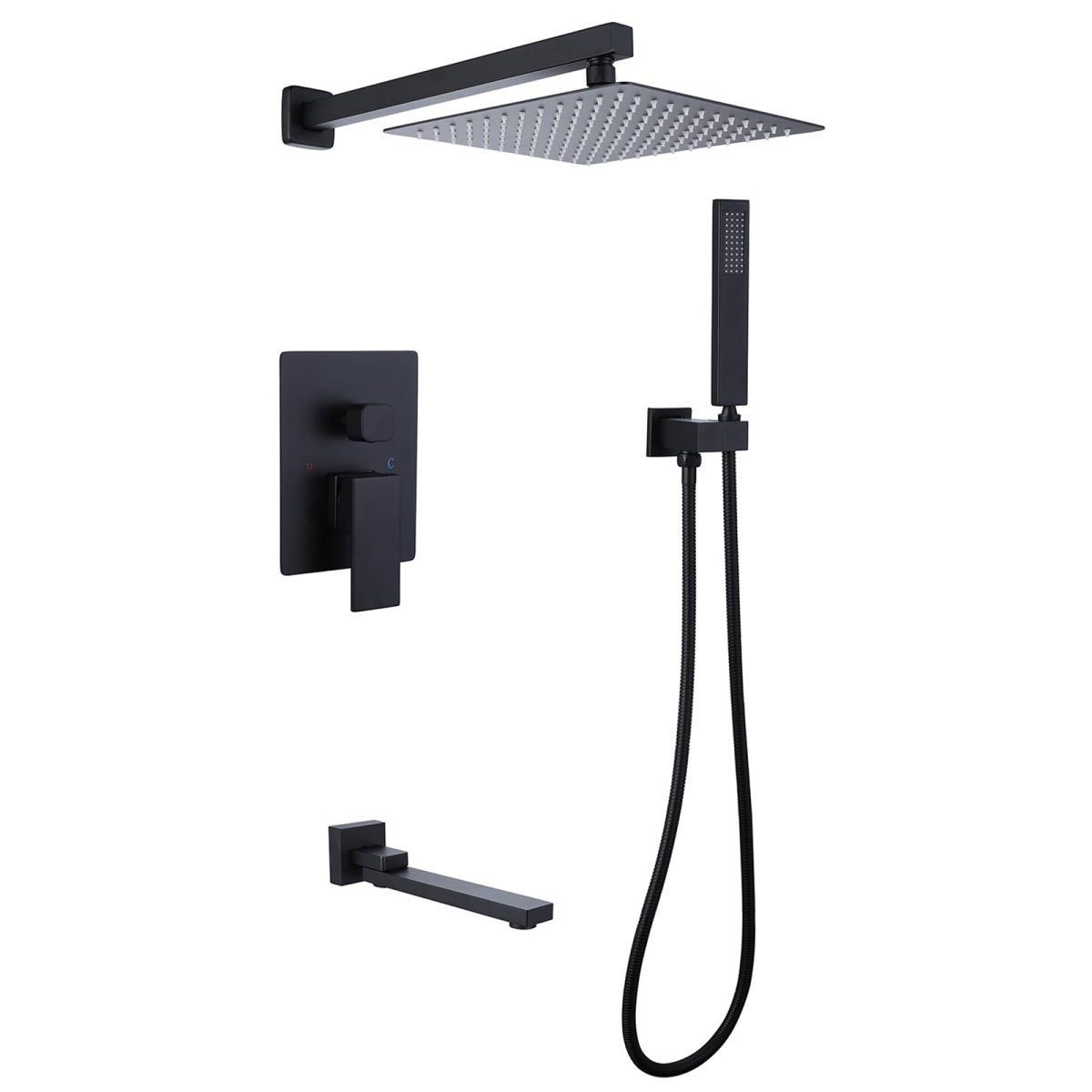 3-Spray High Pressure Tub and Shower Faucet Matte Black - buyfaucet.com
