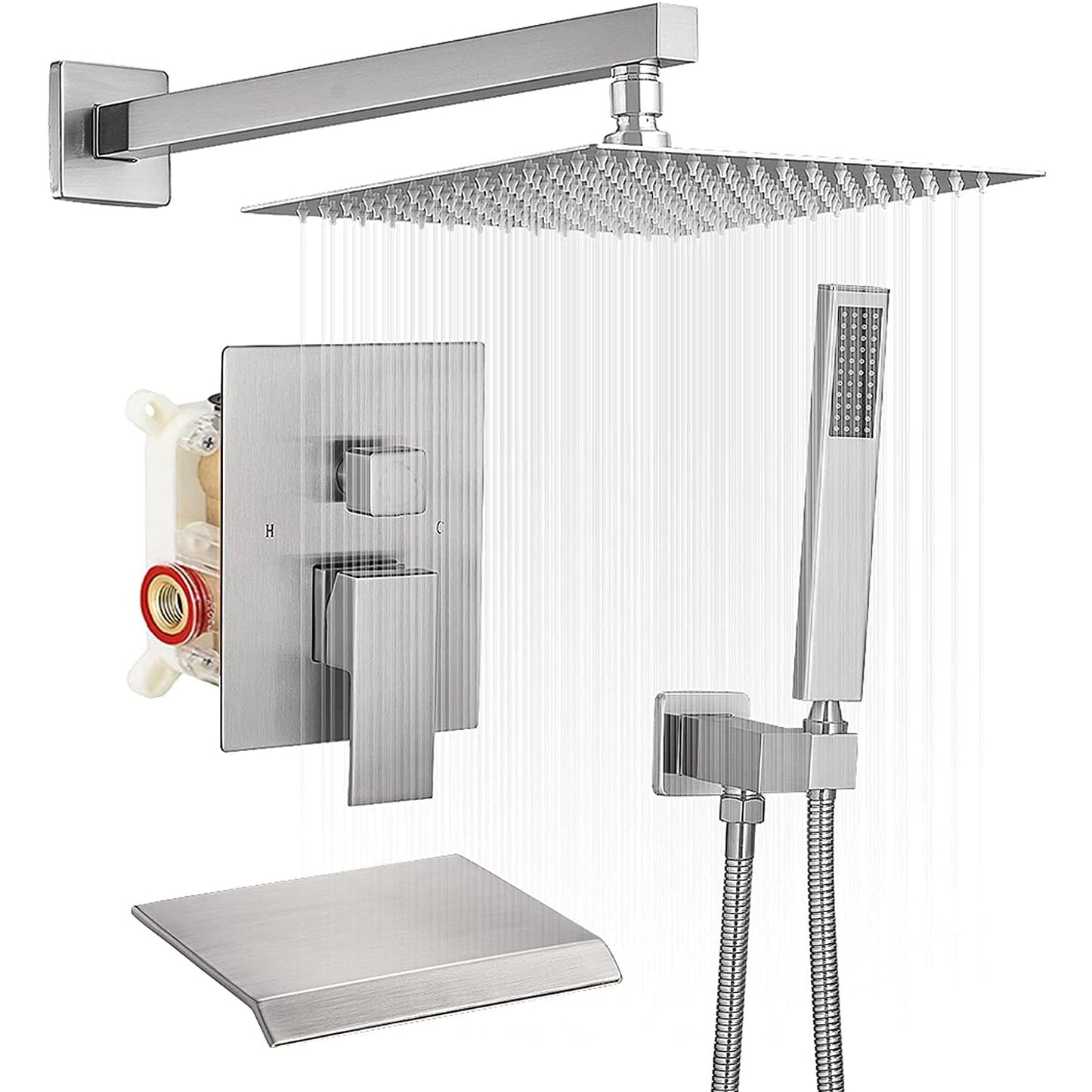 3-Spray Patterns Wall Mounted Shower System Brushed Nickel - buyfaucet.com