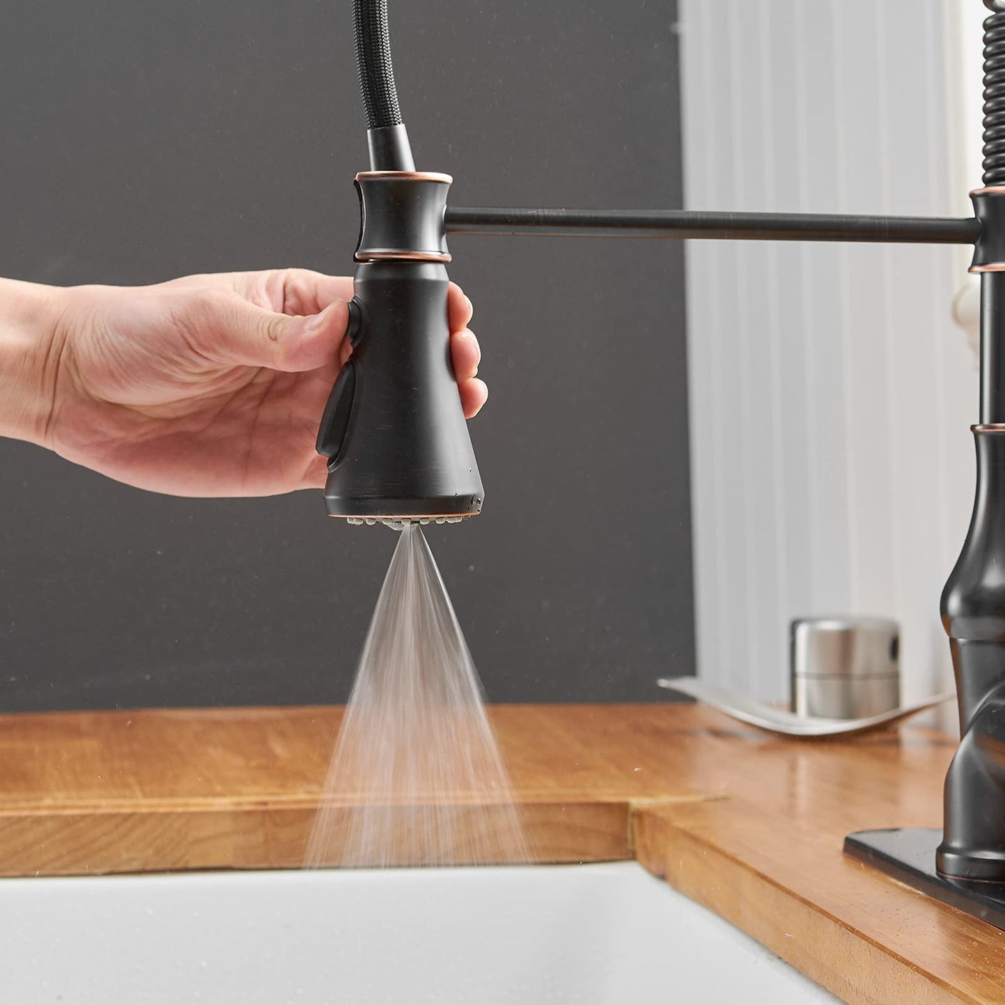 3 Spray Pull-Down Sprayer Kitchen Faucet Oil Rubbed Bronze - buyfaucet.com