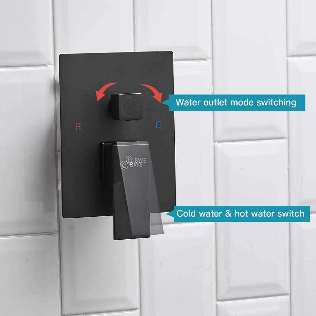 3-Sprayers 12'' Showerhead Wall Mounted Shower Faucet Black - buyfaucet.com
