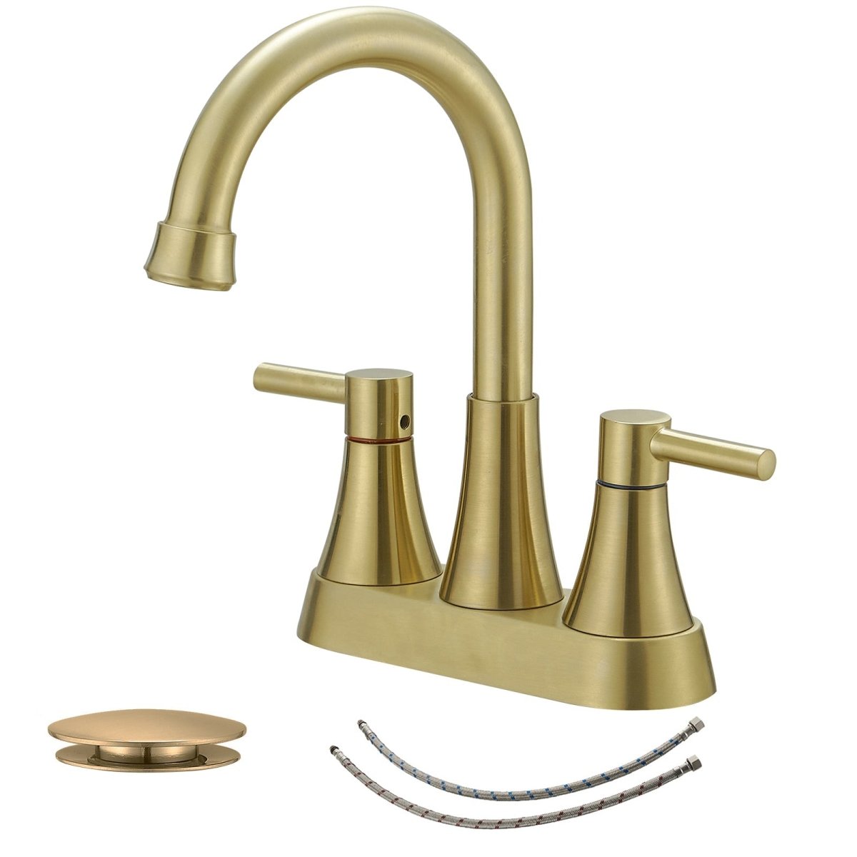 4 in. Centerset 2-Handle High-Arc Bathroom Faucet Brushed Gold - buyfaucet.com