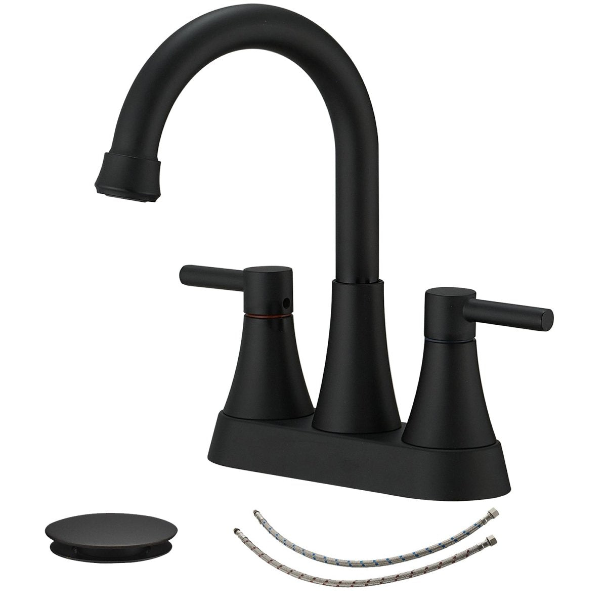 4 in. Centerset 2-Handle High-Arc Bathroom Faucet Matte Black - buyfaucet.com