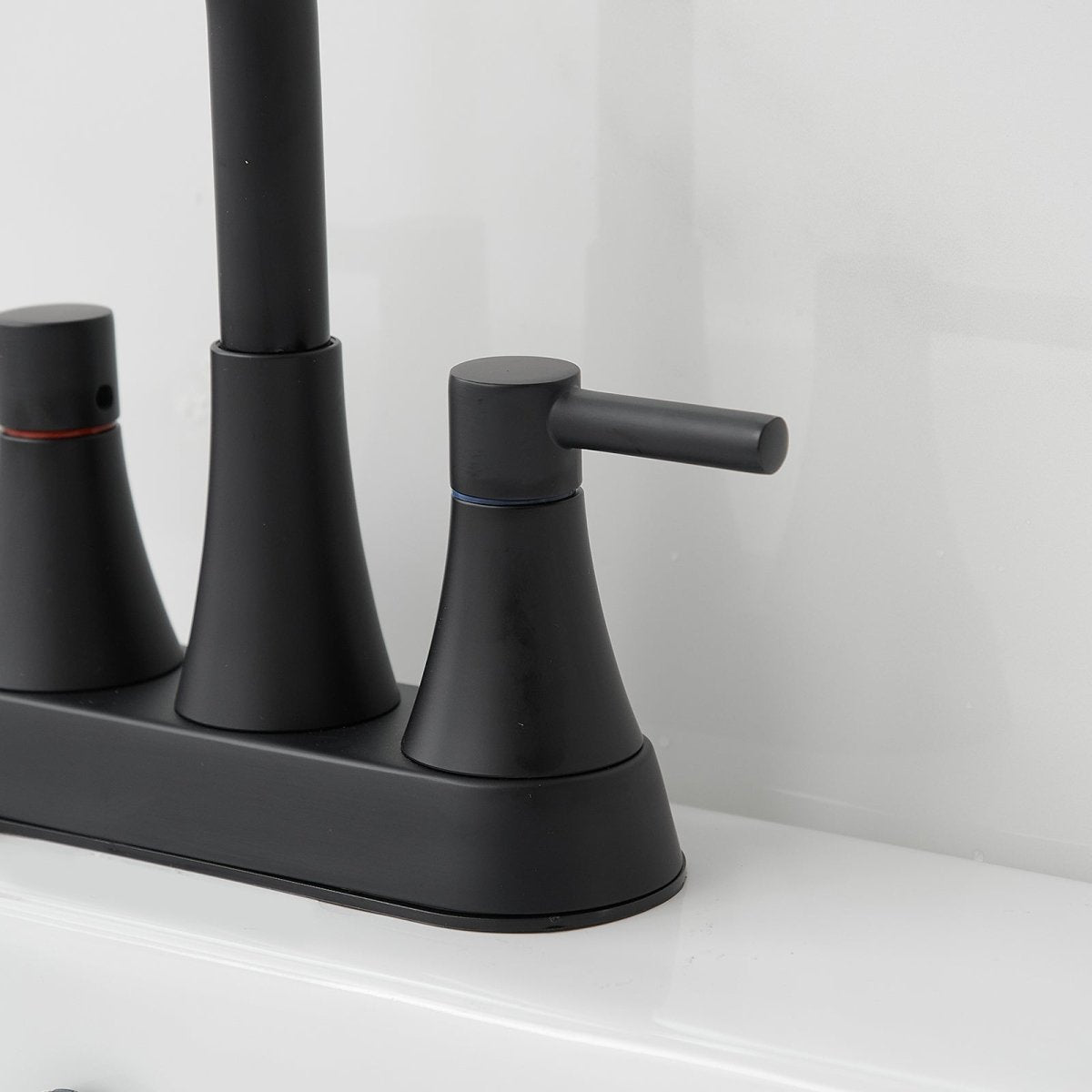 4 in. Centerset 2-Handle High-Arc Bathroom Faucet Matte Black - buyfaucet.com
