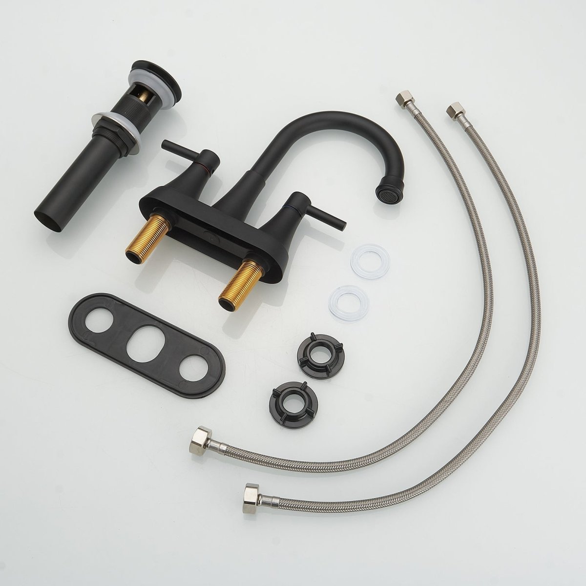 4 in. Centerset 2-Handle High-Arc Bathroom Faucet Matte Black - buyfaucet.com