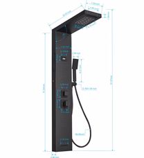 4-Jet Rainfall Shower Panel System in Stainless Steel Black - buyfaucet.com