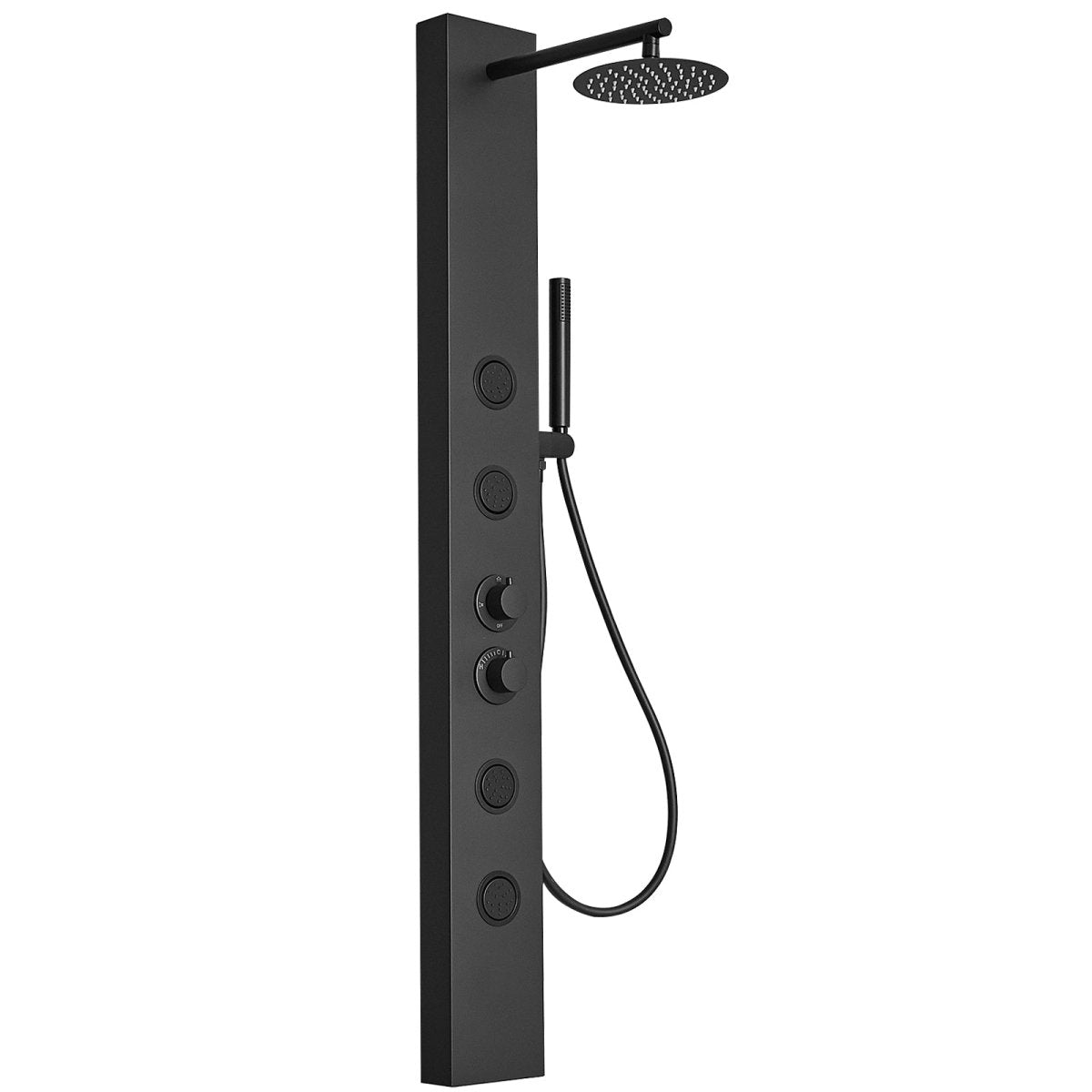4-Jet Stainless Steel Rainfall Shower Panel System Black-1 - buyfaucet.com