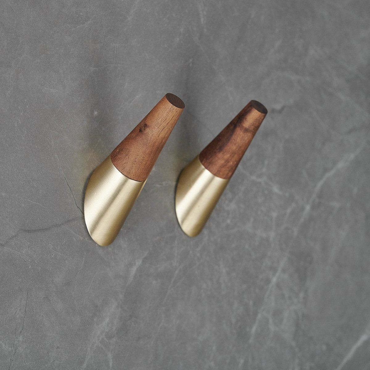 4 Pack Wood Bathroom Robe Coat Towel Hook in Brushed Gold - buyfaucet.com