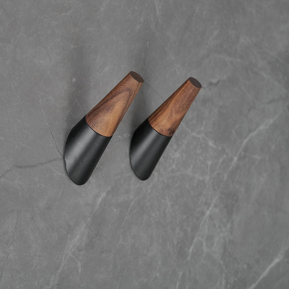 4 Pack Wood Bathroom Robe Coat Towel Hook in Matte Black - buyfaucet.com
