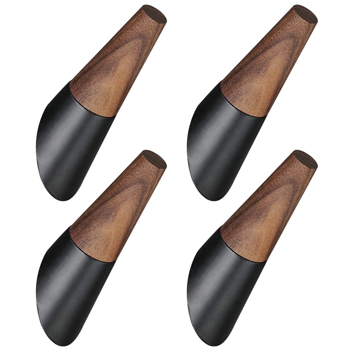 4 Pack Wood Bathroom Robe Coat Towel Hook in Matte Black - buyfaucet.com