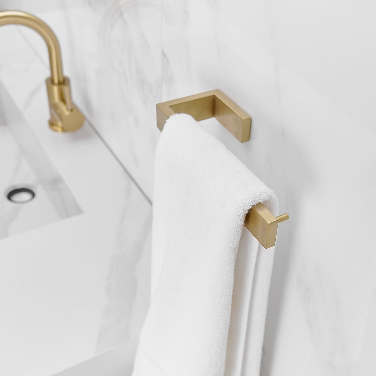 4 PCS Bath Hardware Paper Holder Towel Hook Towel Bar Gold - buyfaucet.com