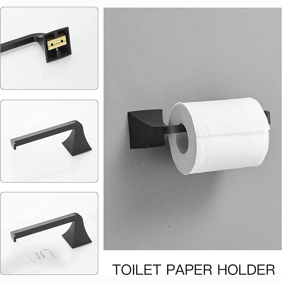 4 PCS Black Bath Hardware Set Stainless Steel Wall Mounted - buyfaucet.com