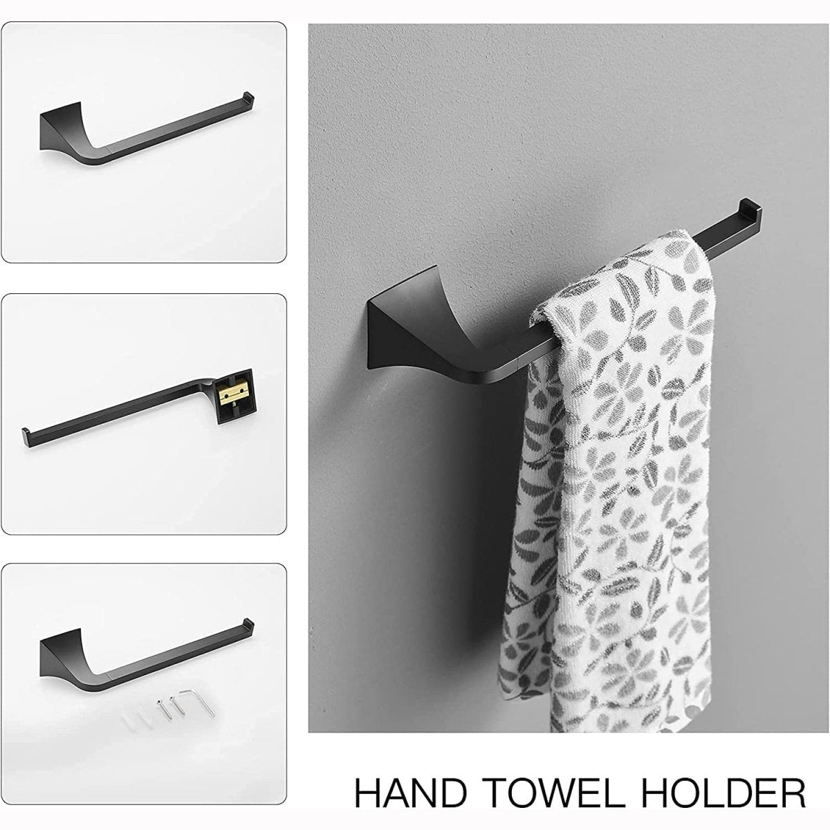4 PCS Black Bath Hardware Set Stainless Steel Wall Mounted - buyfaucet.com