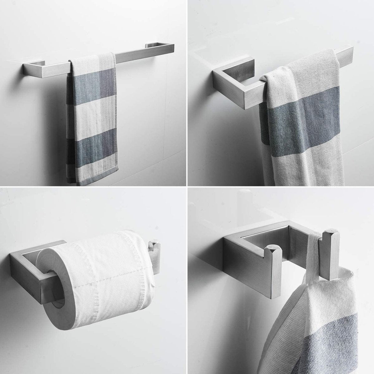 4 PCS Brushed Nickel Bath Hardware Set Wall Mounted - buyfaucet.com
