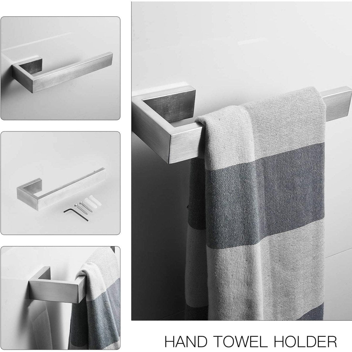 4 PCS Brushed Nickel Bath Hardware Set Wall Mounted - buyfaucet.com