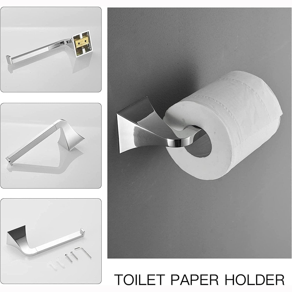 4 PCS Chrome Bath Hardware Set Stainless Steel Wall Mounted - buyfaucet.com