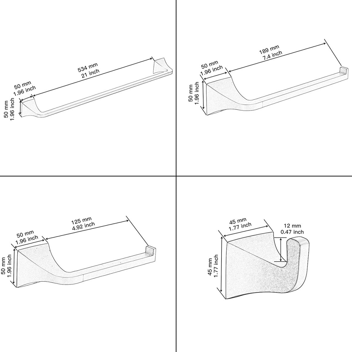 4 PCS Chrome Bath Hardware Set Stainless Steel Wall Mounted - buyfaucet.com