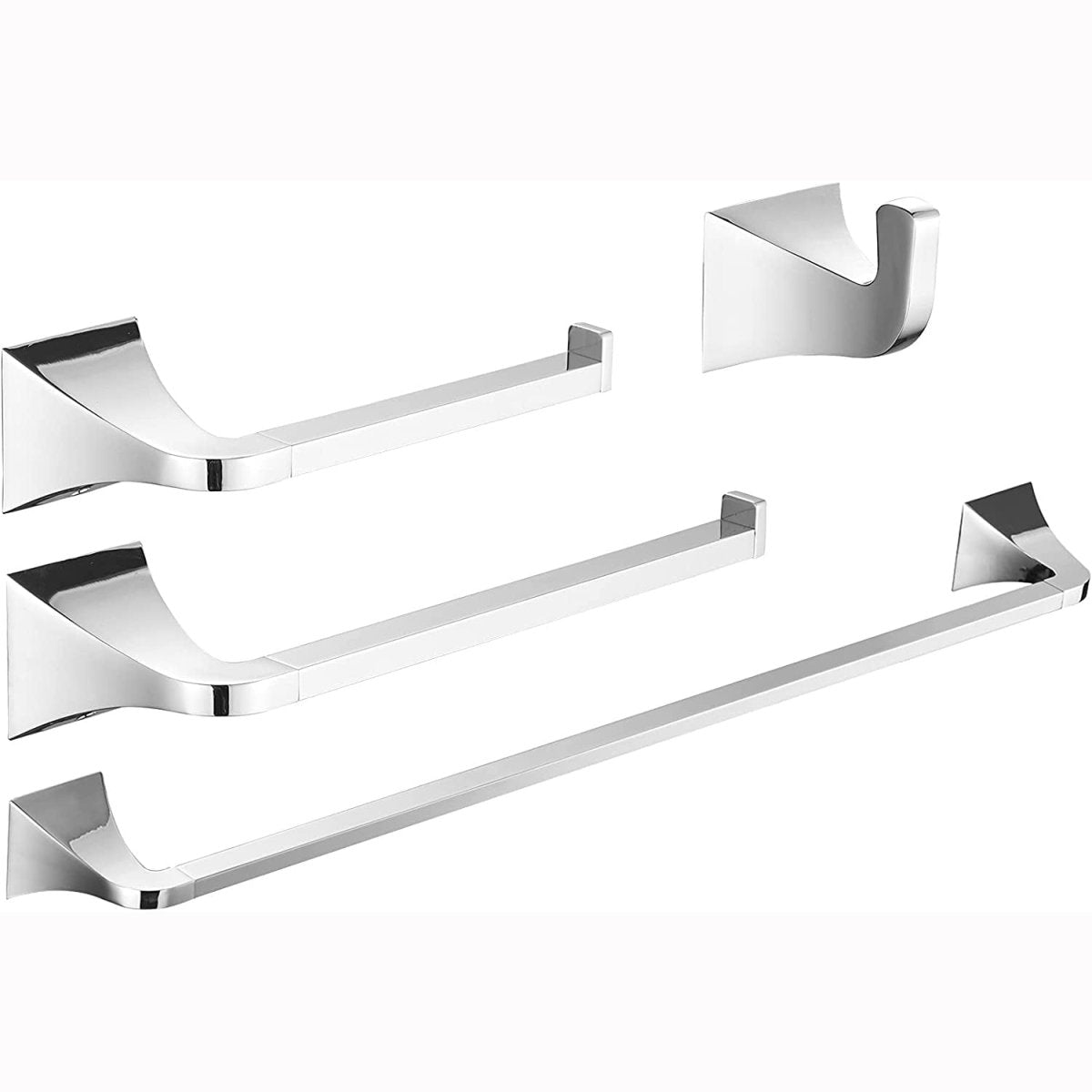 4 PCS Chrome Bath Hardware Set Stainless Steel Wall Mounted - buyfaucet.com