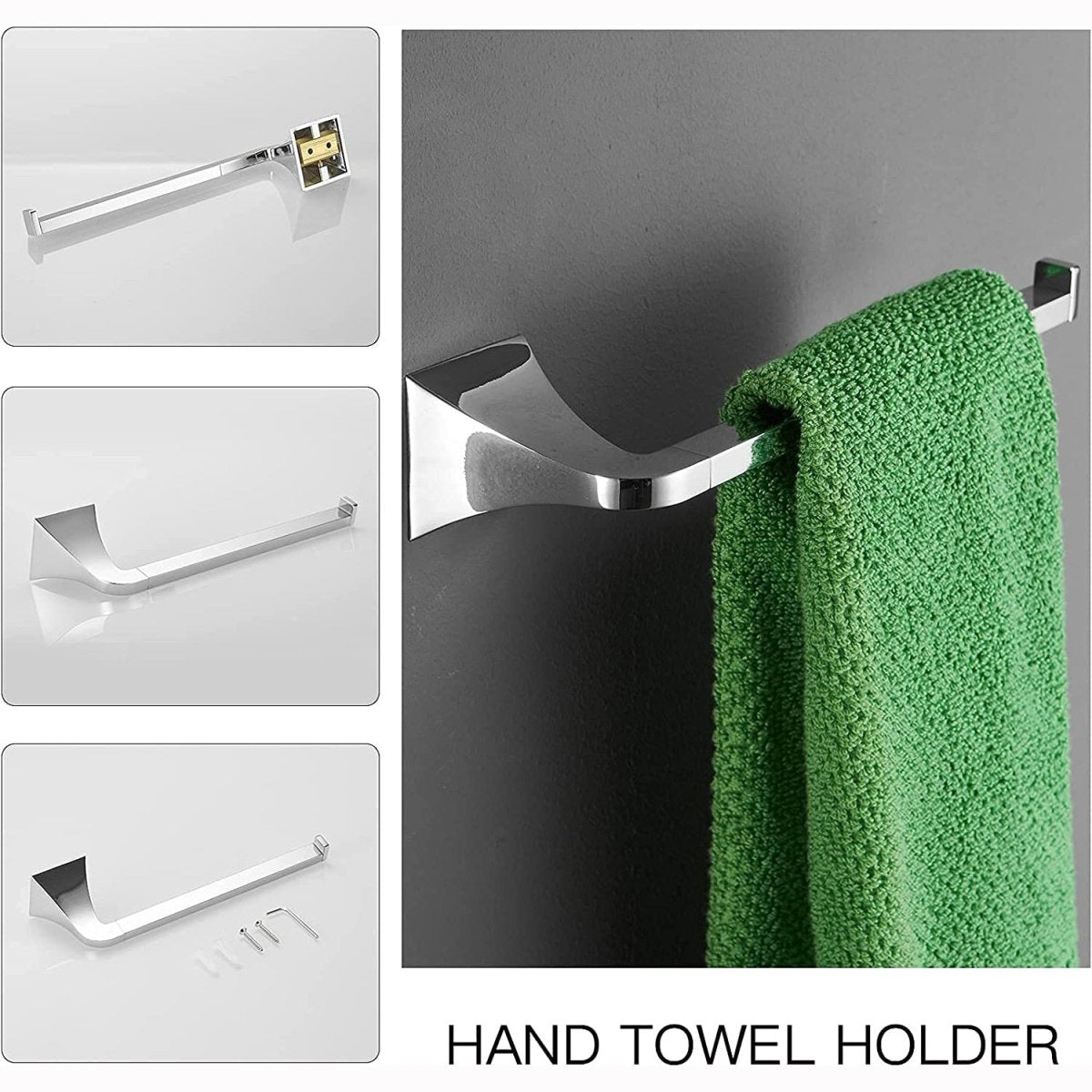 4 PCS Chrome Bath Hardware Set Stainless Steel Wall Mounted - buyfaucet.com