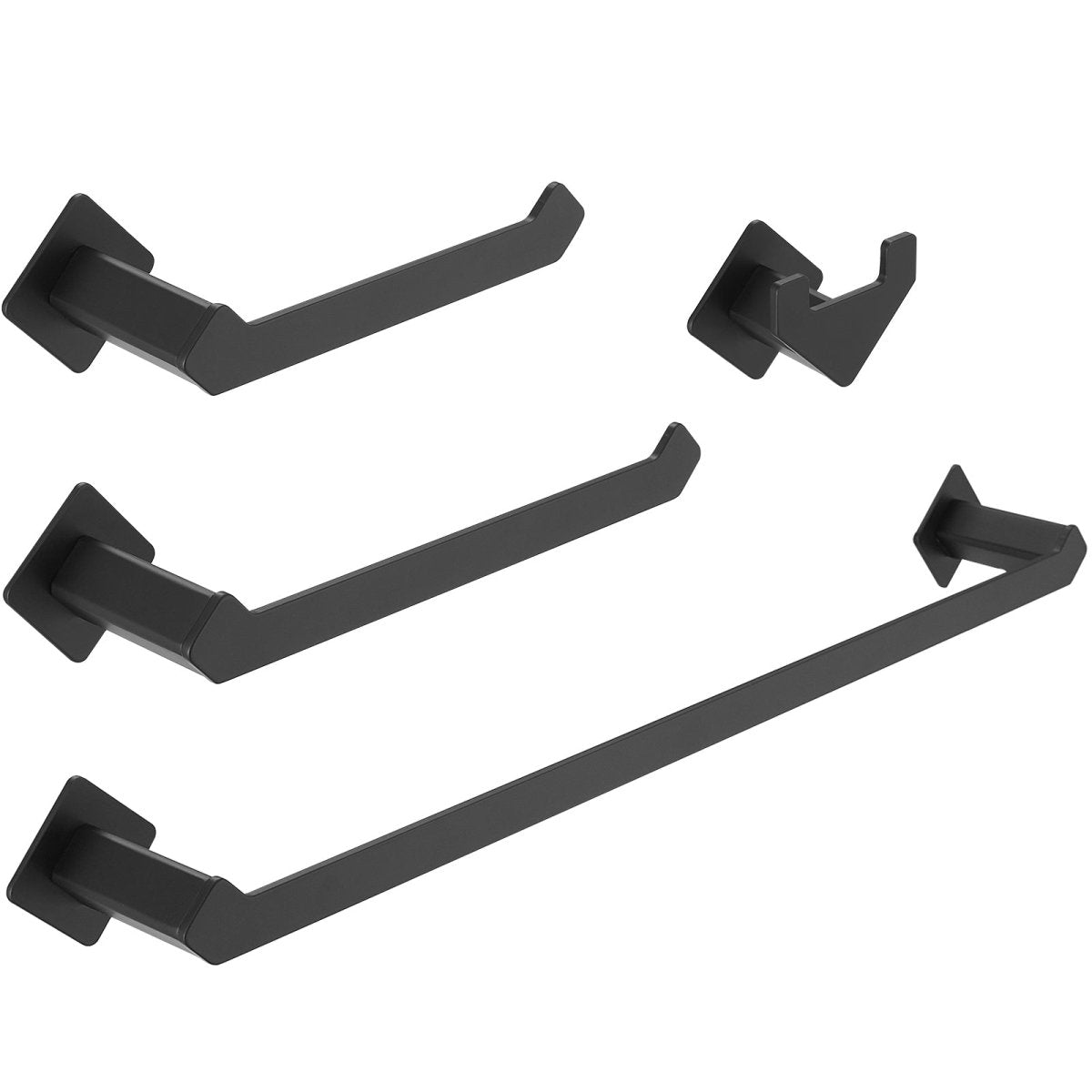 4 PCS Paper Holder Towel Hook Towel Bar Bath Set Matte Black - buyfaucet.com