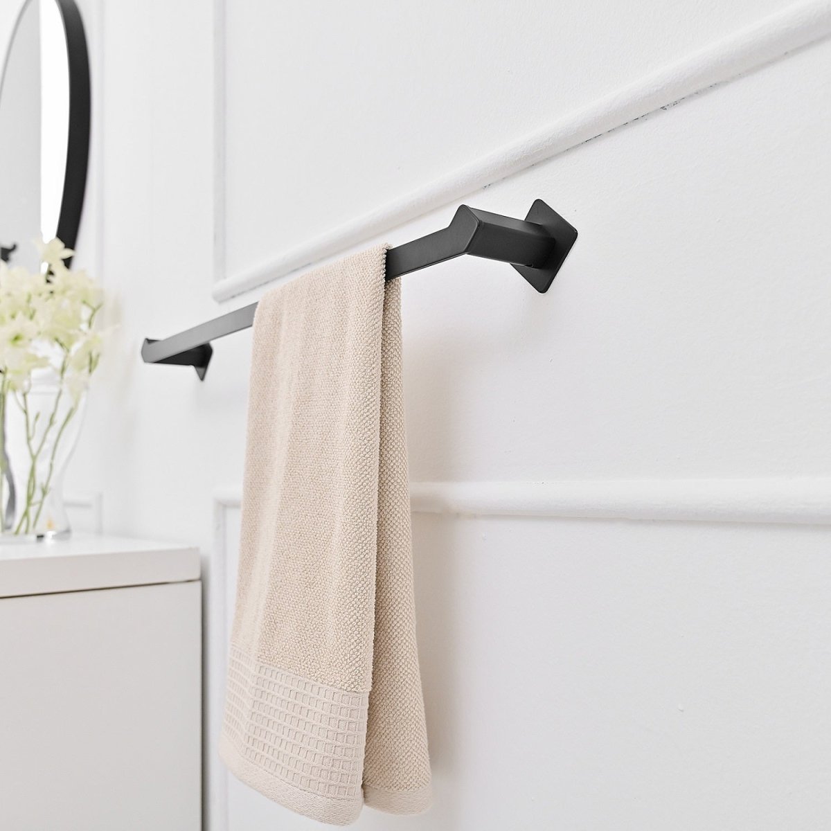 4 PCS Paper Holder Towel Hook Towel Bar Bath Set Matte Black - buyfaucet.com