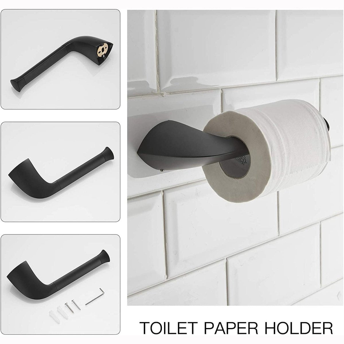 4 PCS Stainless Steel Black Bath Hardware Set Wall Mounted - buyfaucet.com
