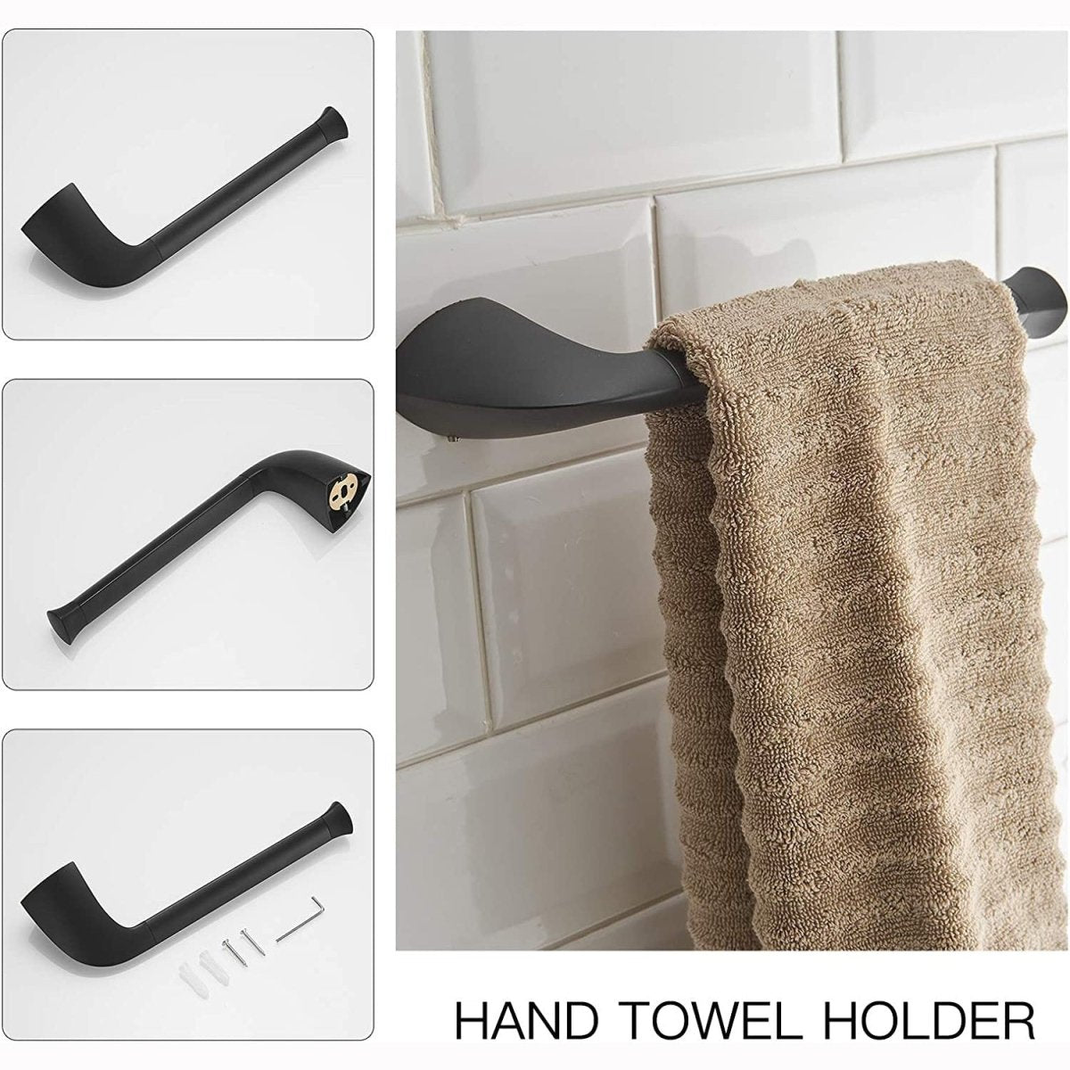 4 PCS Stainless Steel Black Bath Hardware Set Wall Mounted - buyfaucet.com
