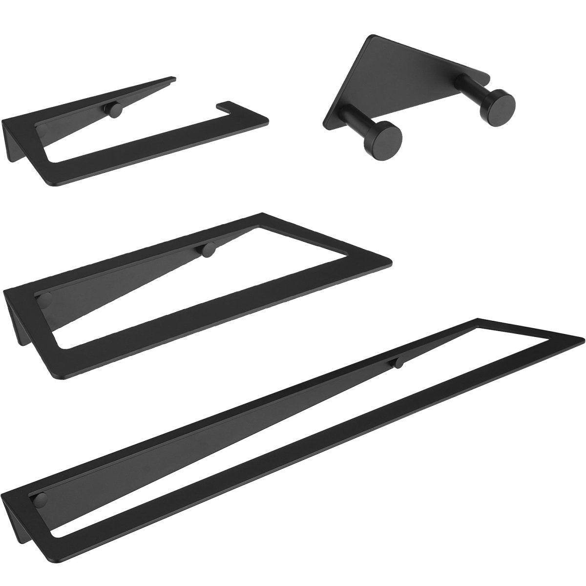 4 PCS Towel Bar Towel Hook Toilet Paper Holder Set Black - buyfaucet.com