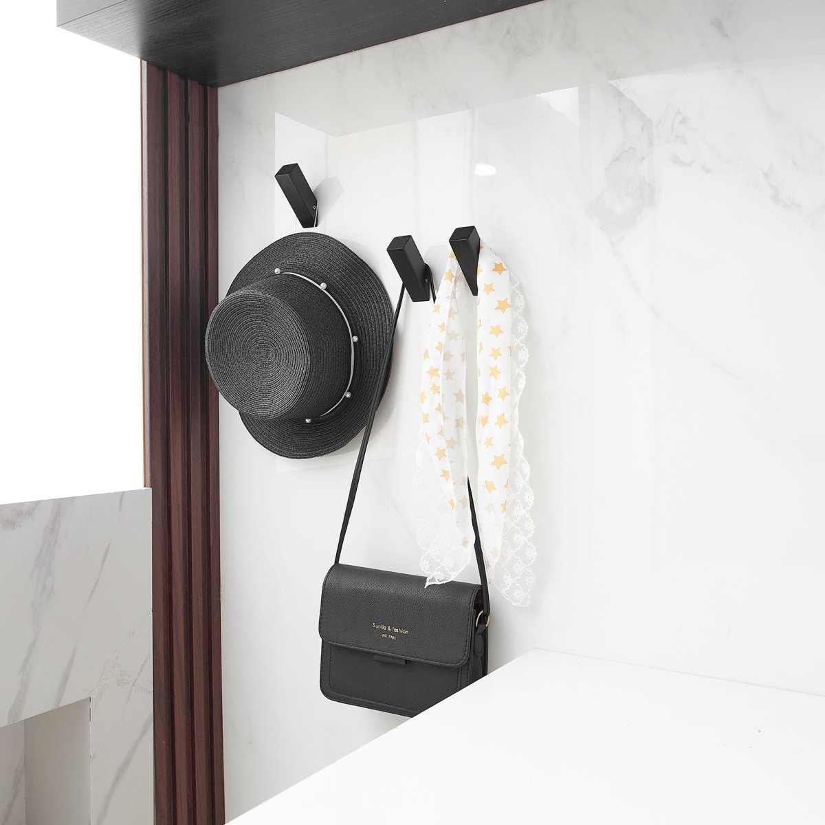 4PCS Rectangle Bathroom Robe Hook in Stainless Steel Matte Black-1 - buyfaucet.com