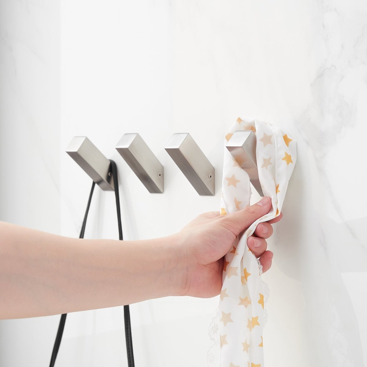 4PCS Rectangle Bathroom Robe Hook Towel Hook Brushed Nickel - buyfaucet.com