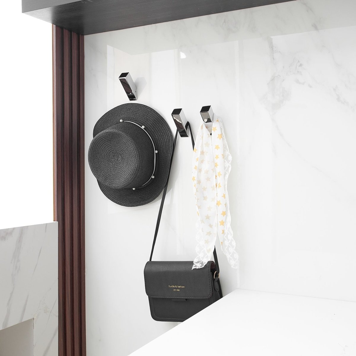 4PCS Rectangle Bathroom Robe Hook Towel Hook Polished Chrome - buyfaucet.com