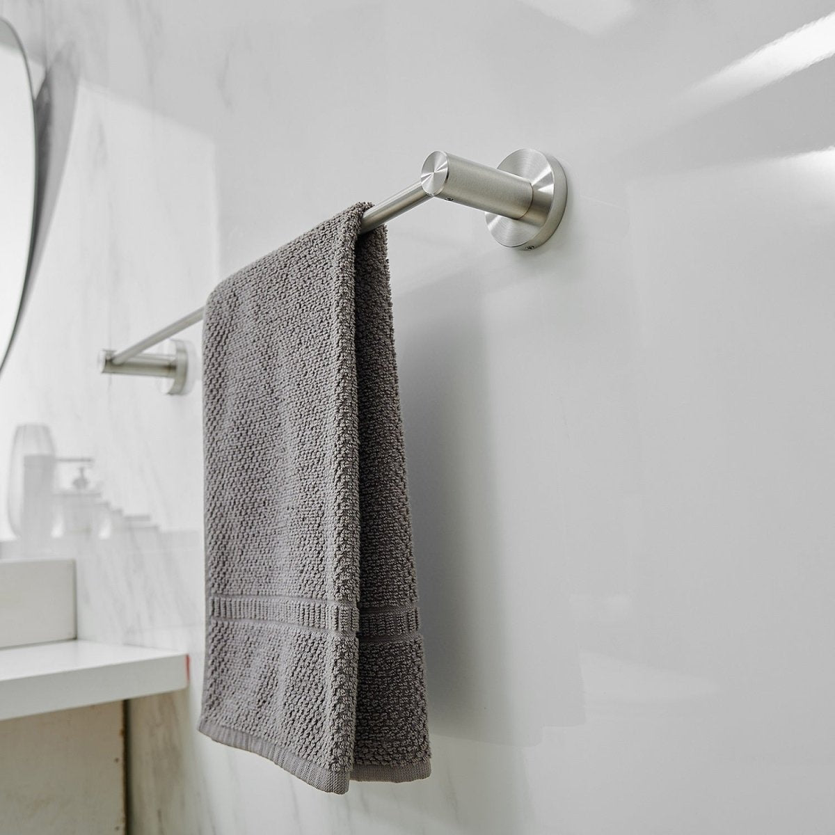 5 PCS Towel Bar Towel Hook Paper Holder Set Brushed Nickel - buyfaucet.com