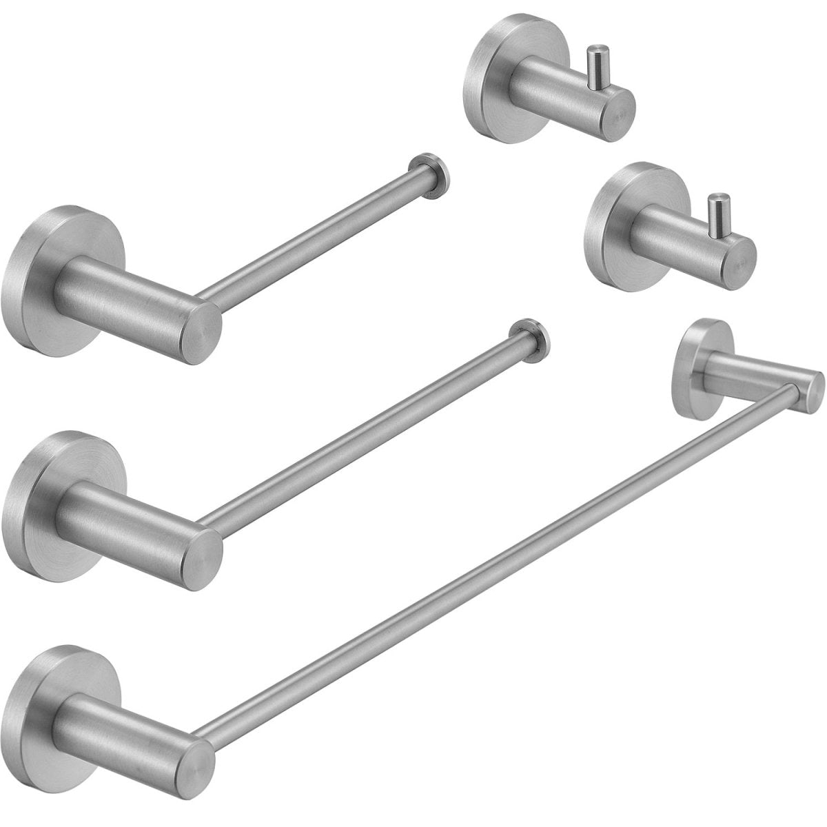 5 PCS Towel Bar Towel Hook Paper Holder Set Brushed Nickel - buyfaucet.com