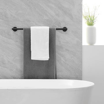 5 PCS Towel Bar Towel Hook Paper Holder Towel Ring Set Black - buyfaucet.com