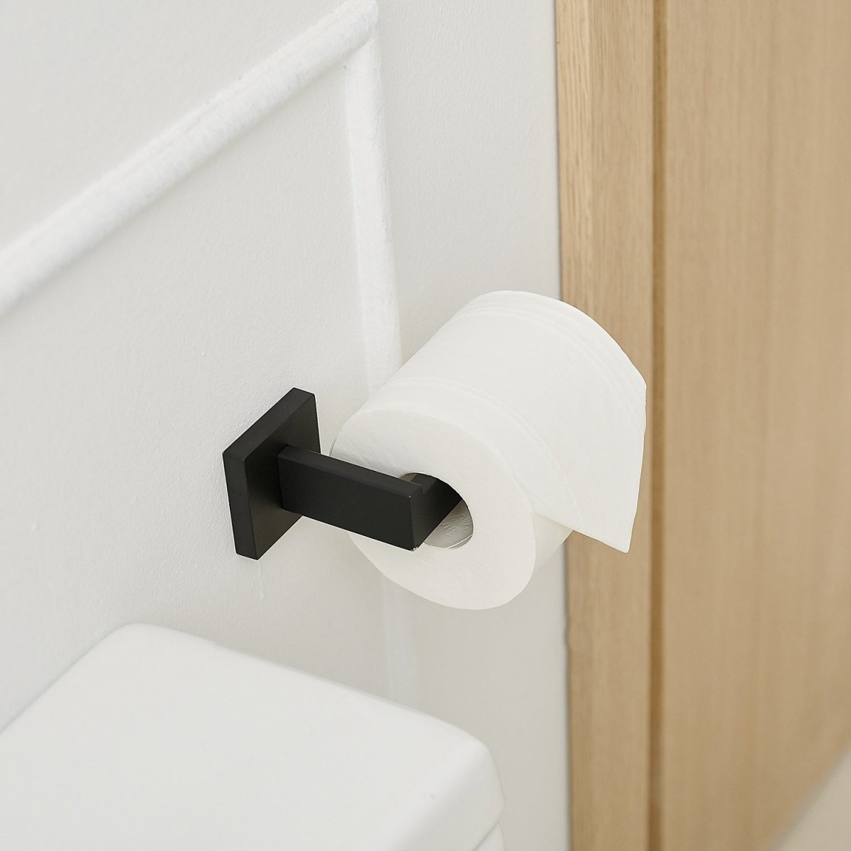 5 PCS Towel Bar Towel Hook Toilet Paper Holder Set Black - buyfaucet.com