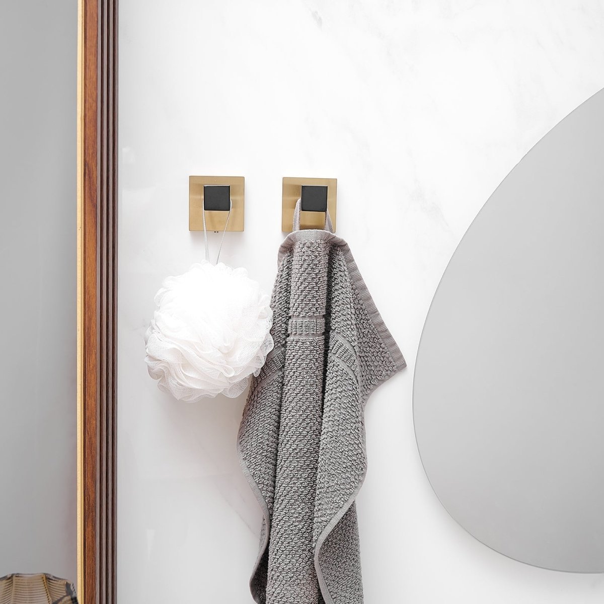 5 PCS Towel Bar Towel Hook Toilet Paper Holder Set Black Gold - buyfaucet.com