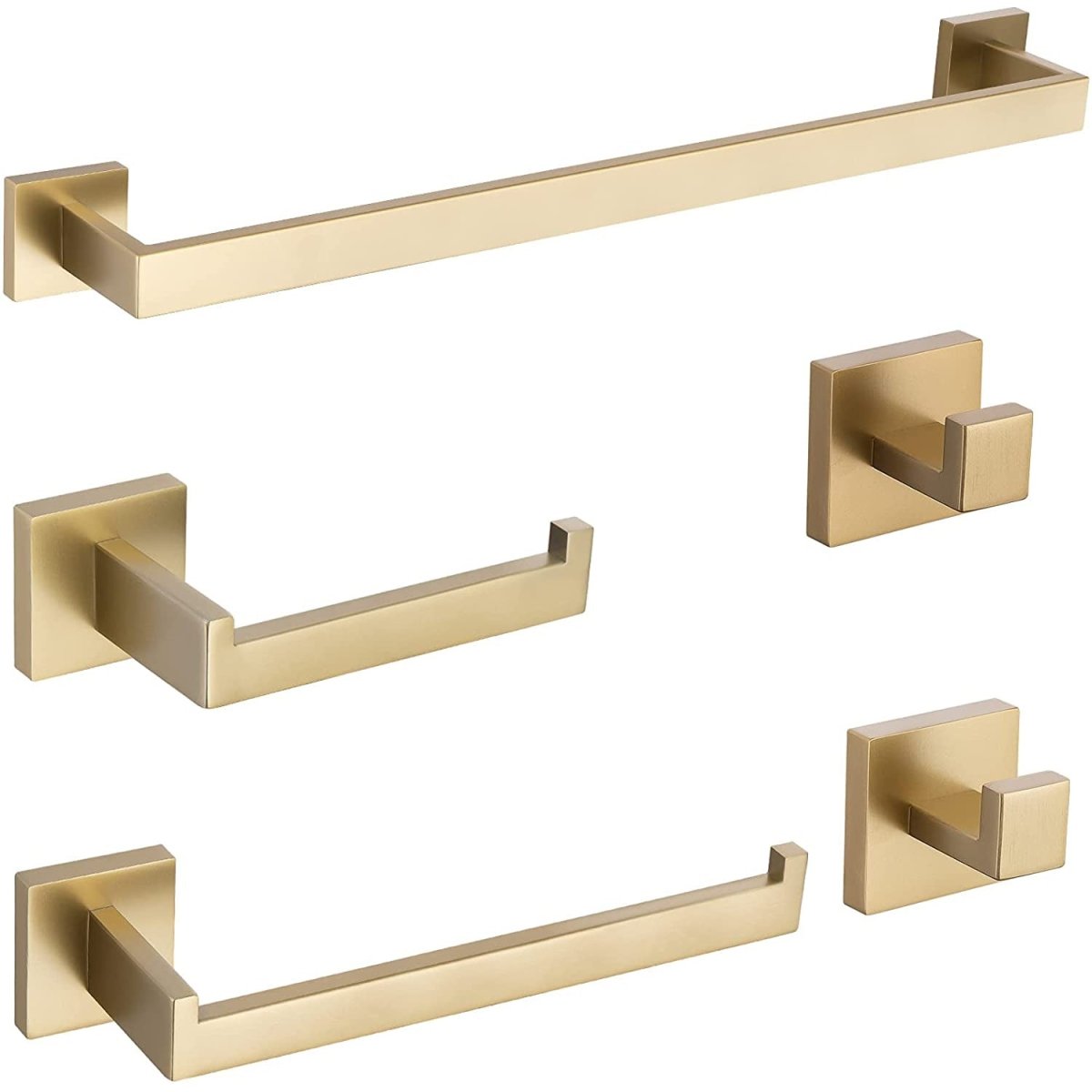 5 PCS Towel Bar Towel Hook Toilet Paper Holder Set Gold - buyfaucet.com