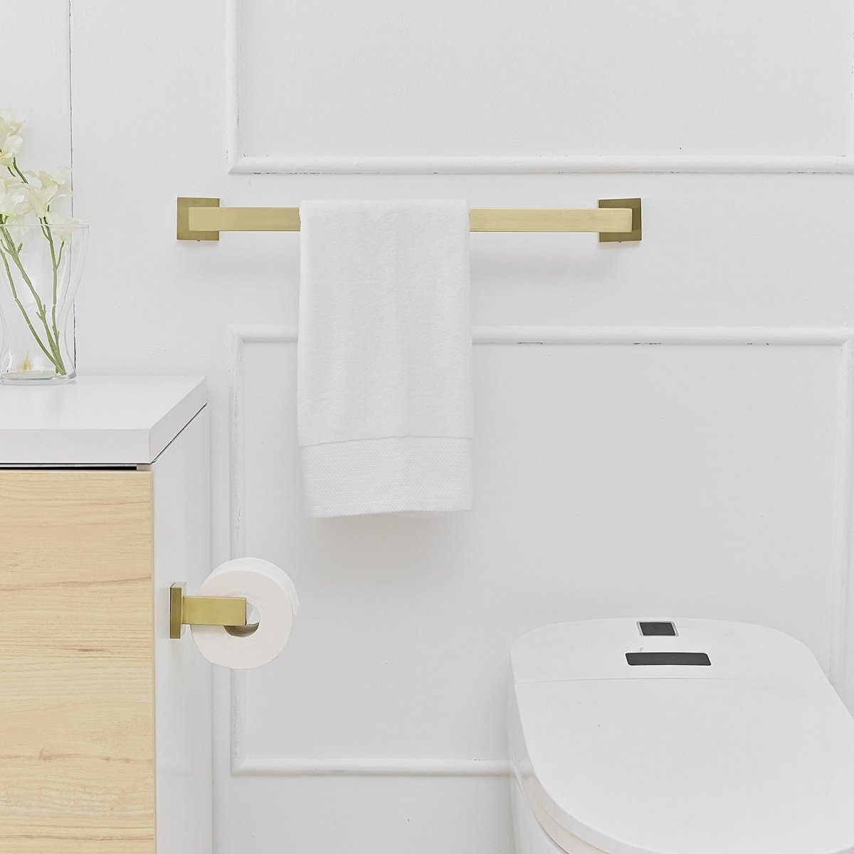 5 PCS Towel Bar Towel Hook Toilet Paper Holder Set Gold - buyfaucet.com