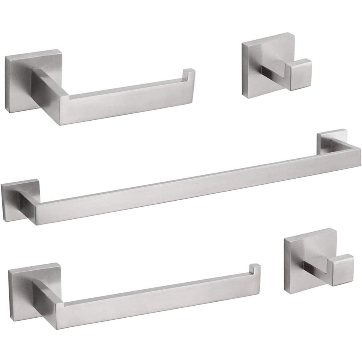 5 PCS Towel Bar Towel Hook Toilet Paper Holder Set Nickel - buyfaucet.com