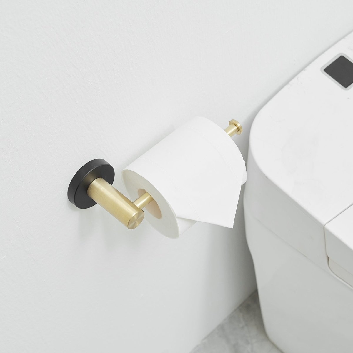5PCS Towel Bar Toilet Paper Holder Towel Hook Set Black Gold - buyfaucet.com