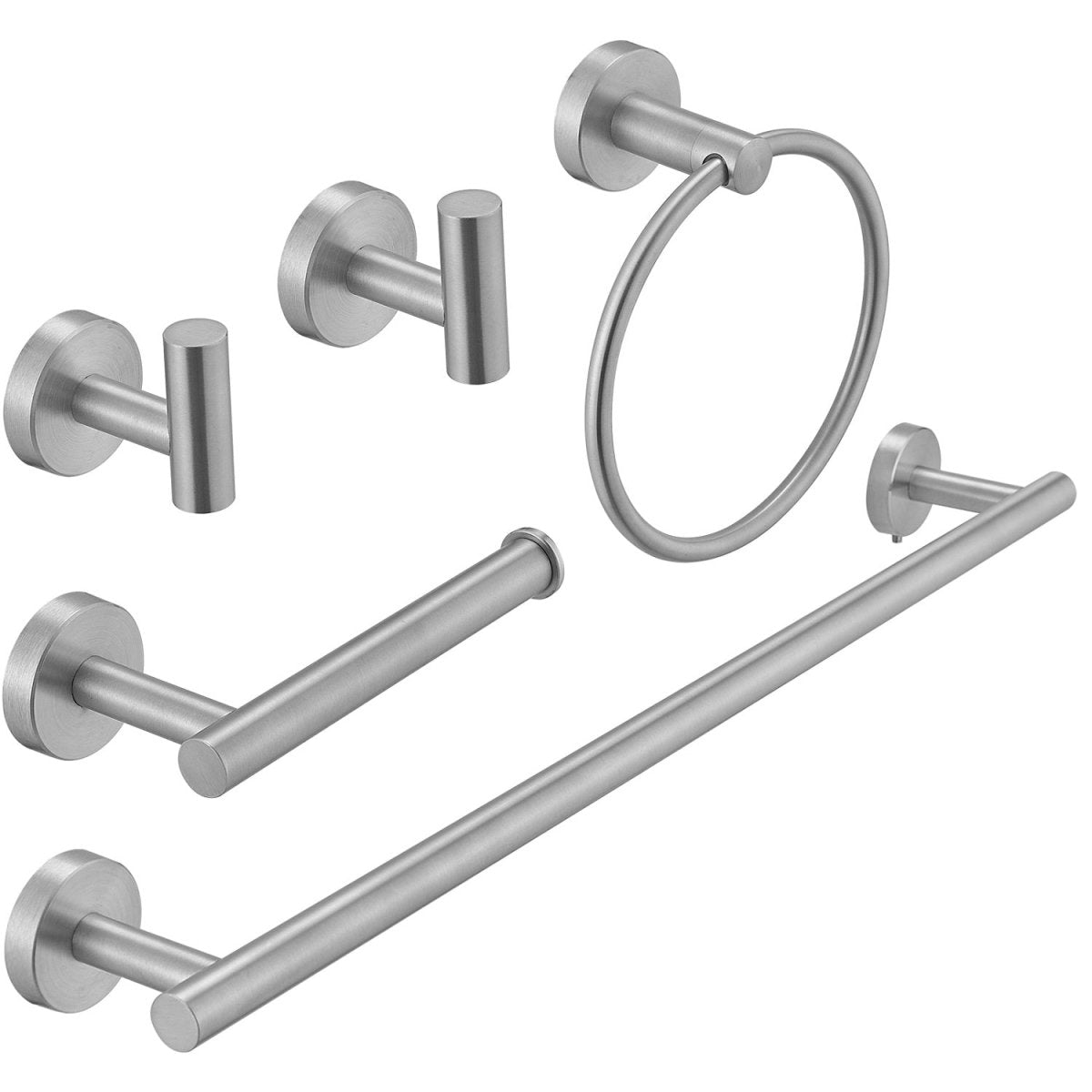 5PCS Towel Bar Towel Hook Paper Holder Towel Ring Set Nickel - buyfaucet.com
